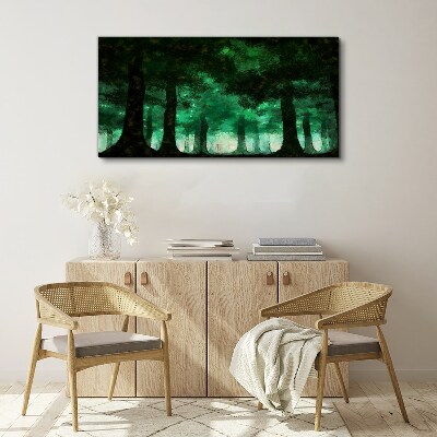 Wandbild Grüner Wald im nebligen Licht