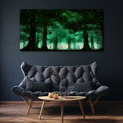 Wandbild Grüner Wald im nebligen Licht