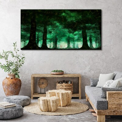 Wandbild Grüner Wald im nebligen Licht