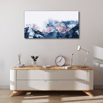 Bild auf leinwand Berglandschaft in Blautönen