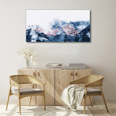 Bild auf leinwand Berglandschaft in Blautönen