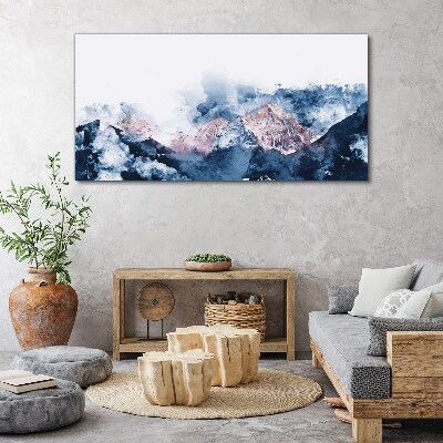 Bild auf leinwand Berglandschaft in Blautönen