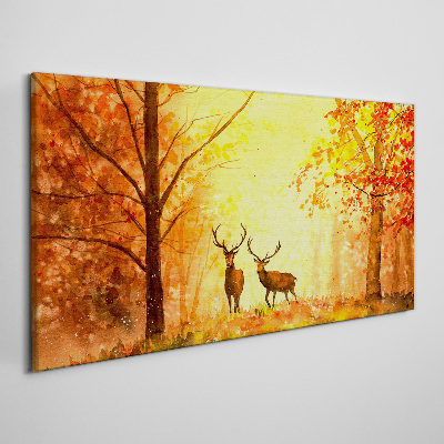 Leinwandbild Herbsttreffen der Hirsche