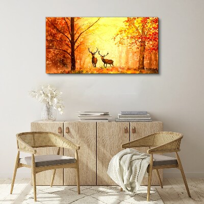Leinwandbild Herbsttreffen der Hirsche