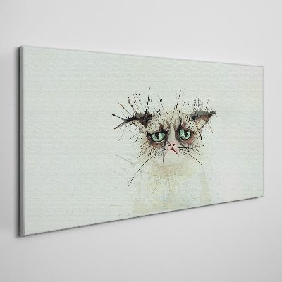 Leinwandbild Traurige Katze mit grünen Augen