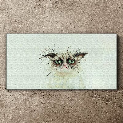 Leinwandbild Traurige Katze mit grünen Augen