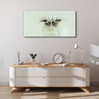 Leinwandbild Traurige Katze mit grünen Augen