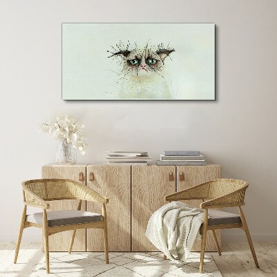 Leinwandbild Traurige Katze mit grünen Augen