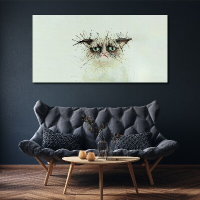 Leinwandbild Traurige Katze mit grünen Augen