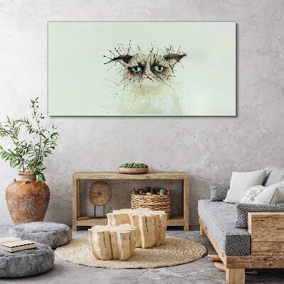 Leinwandbild Traurige Katze mit grünen Augen