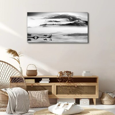 Bild auf leinwand Nebliges Bergpanorama
