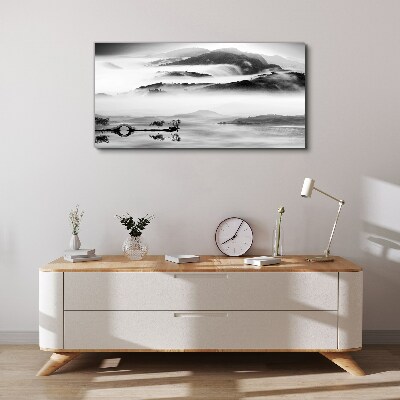 Bild auf leinwand Nebliges Bergpanorama