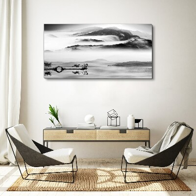 Bild auf leinwand Nebliges Bergpanorama