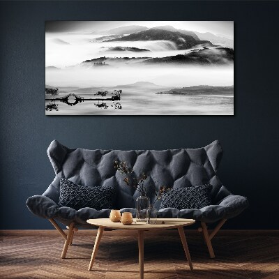 Bild auf leinwand Nebliges Bergpanorama