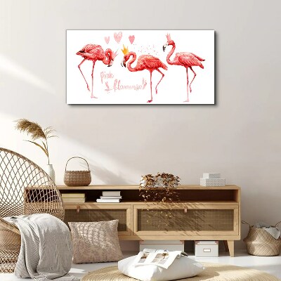 Foto auf leinwand Rosa Flamingos mit Kronen