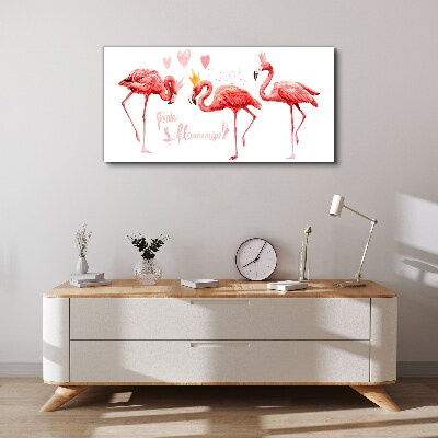Foto auf leinwand Rosa Flamingos mit Kronen