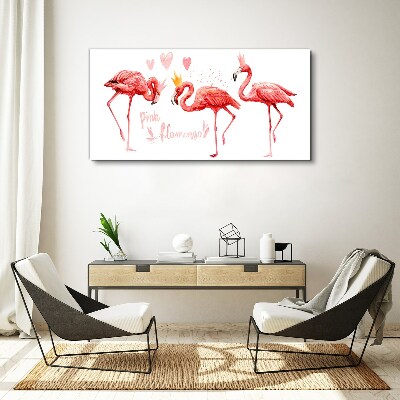 Foto auf leinwand Rosa Flamingos mit Kronen