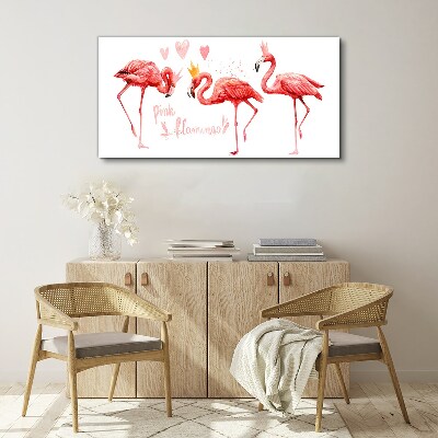 Foto auf leinwand Rosa Flamingos mit Kronen