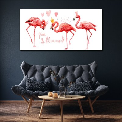 Foto auf leinwand Rosa Flamingos mit Kronen