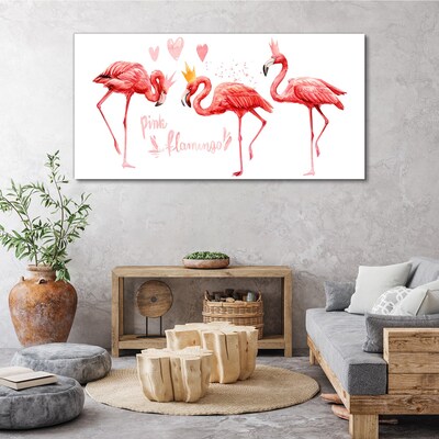Foto auf leinwand Rosa Flamingos mit Kronen