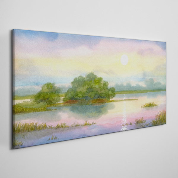 Foto leinwand Eine friedliche Landschaft am Wasser