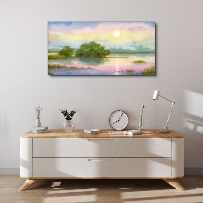 Foto leinwand Eine friedliche Landschaft am Wasser