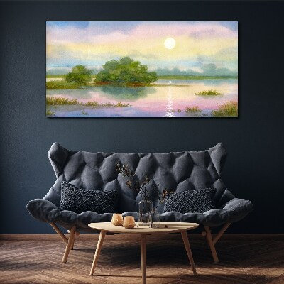 Foto leinwand Eine friedliche Landschaft am Wasser