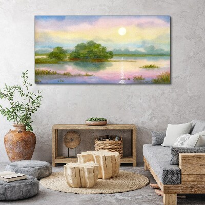 Foto leinwand Eine friedliche Landschaft am Wasser