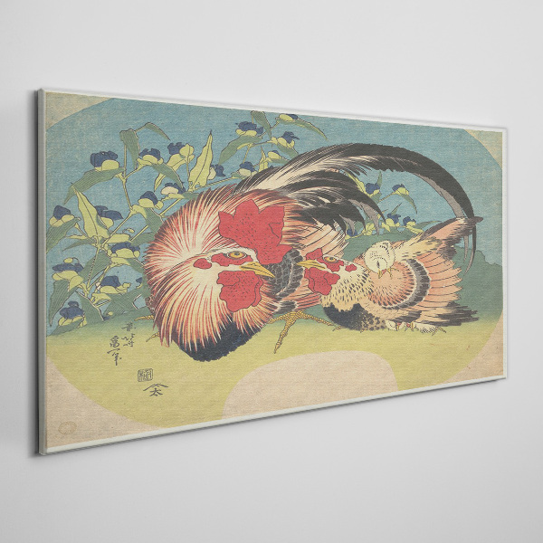 Foto auf leinwand Hahn und Huhn im Garten