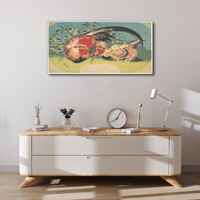Foto auf leinwand Hahn und Huhn im Garten