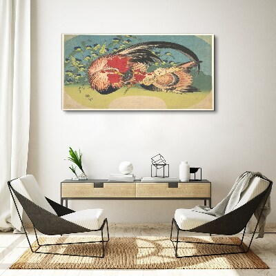Foto auf leinwand Hahn und Huhn im Garten