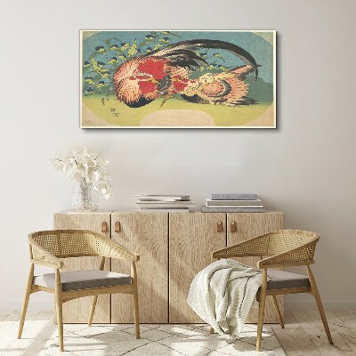 Foto auf leinwand Hahn und Huhn im Garten