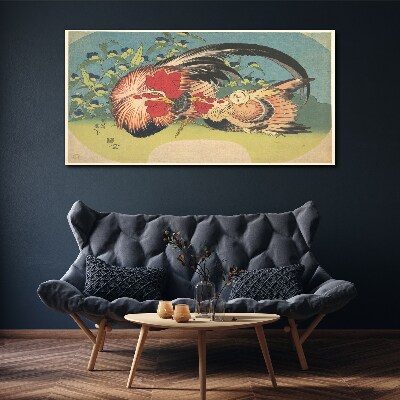 Foto auf leinwand Hahn und Huhn im Garten