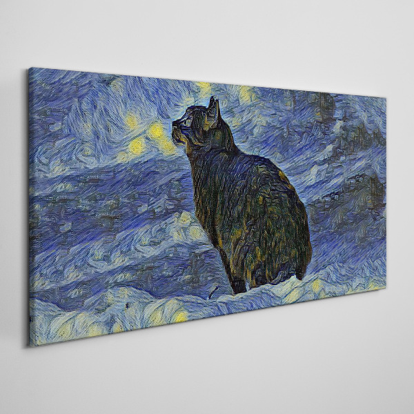 Foto auf leinwand Katze im Nachthimmel