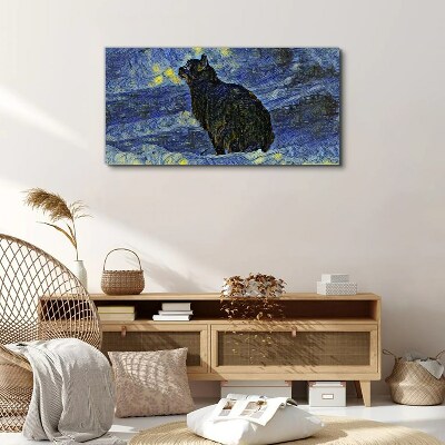 Foto auf leinwand Katze im Nachthimmel
