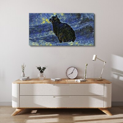 Foto auf leinwand Katze im Nachthimmel
