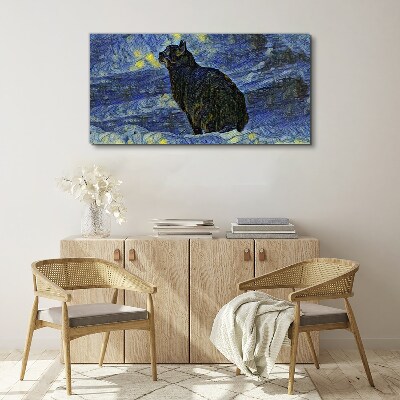 Foto auf leinwand Katze im Nachthimmel