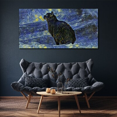 Foto auf leinwand Katze im Nachthimmel