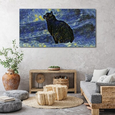 Foto auf leinwand Katze im Nachthimmel