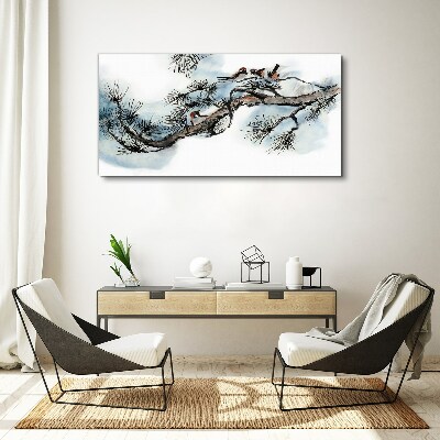 Bild auf leinwand Friedlicher Zweig mit Vögeln