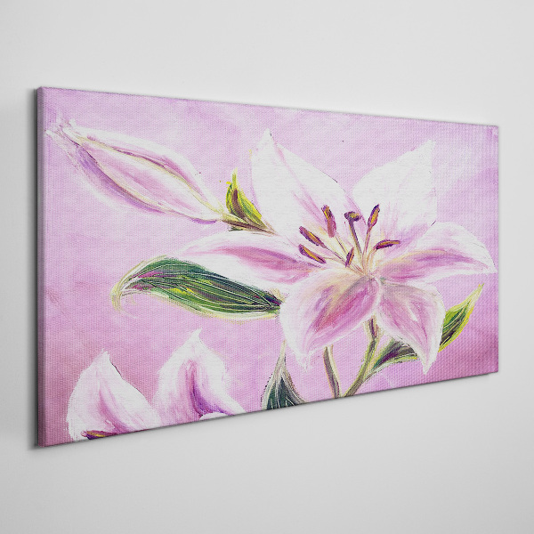 Foto auf leinwand Rosa Lilien auf pastellfarbenem Hintergrund