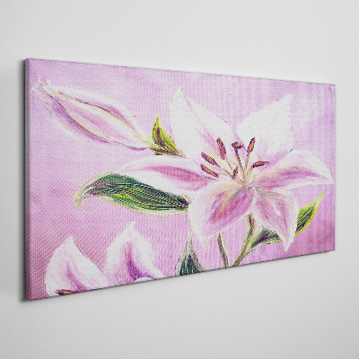 Foto auf leinwand Rosa Lilien auf pastellfarbenem Hintergrund