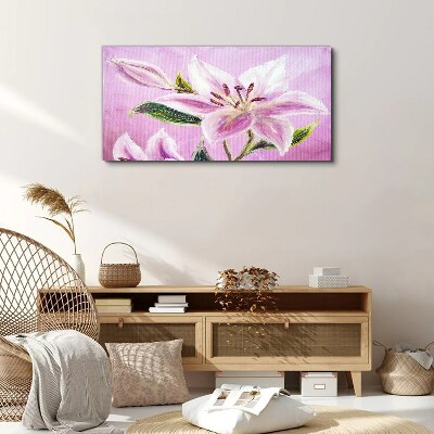 Foto auf leinwand Rosa Lilien auf pastellfarbenem Hintergrund