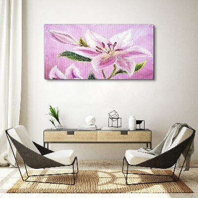 Foto auf leinwand Rosa Lilien auf pastellfarbenem Hintergrund