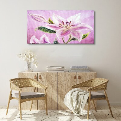 Foto auf leinwand Rosa Lilien auf pastellfarbenem Hintergrund