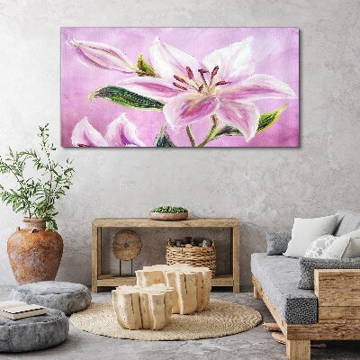 Foto auf leinwand Rosa Lilien auf pastellfarbenem Hintergrund