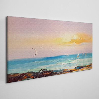 Foto auf leinwand Ein friedlicher Sonnenuntergang über dem Meer