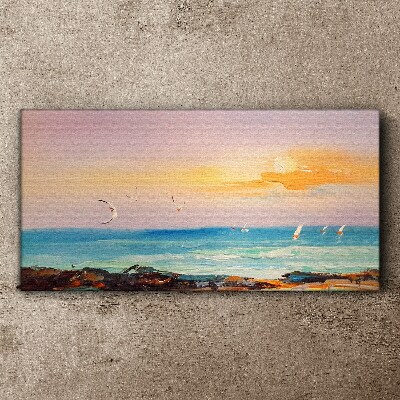 Foto auf leinwand Ein friedlicher Sonnenuntergang über dem Meer