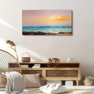 Foto auf leinwand Ein friedlicher Sonnenuntergang über dem Meer