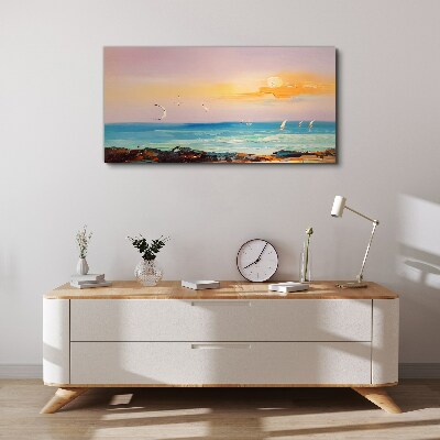 Foto auf leinwand Ein friedlicher Sonnenuntergang über dem Meer